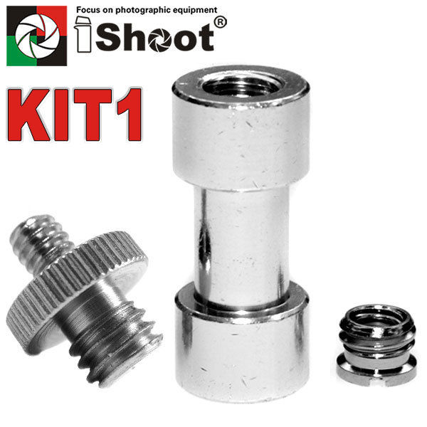 Hot Shoe Adaptor 1/4 Short Screw for Camera/Tripod/Male Flash Bracket Female Attachments Aluminium Nuts Silver 